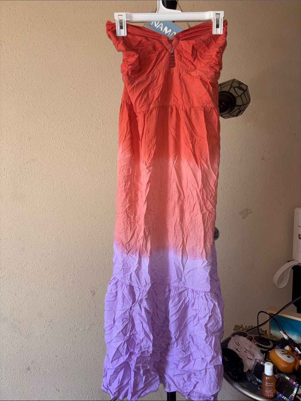Tiare Hawaii Strapless Ombre Maxi Dress in Coral to Lavender